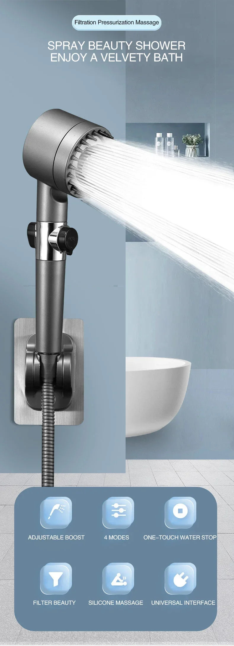 High-Pressure Filter Shower Head