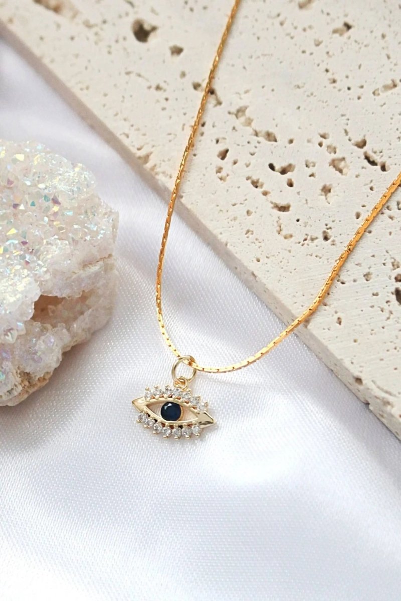 24 Karats plated Mini Evil Eye Necklace - Ellbos