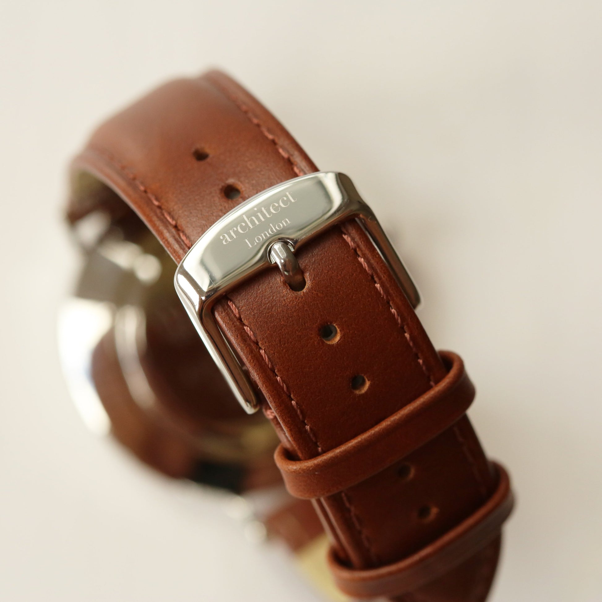 Modern Font Engraving - Men's Architect Zephyr + Walnut Strap Fuchsia Prometheus