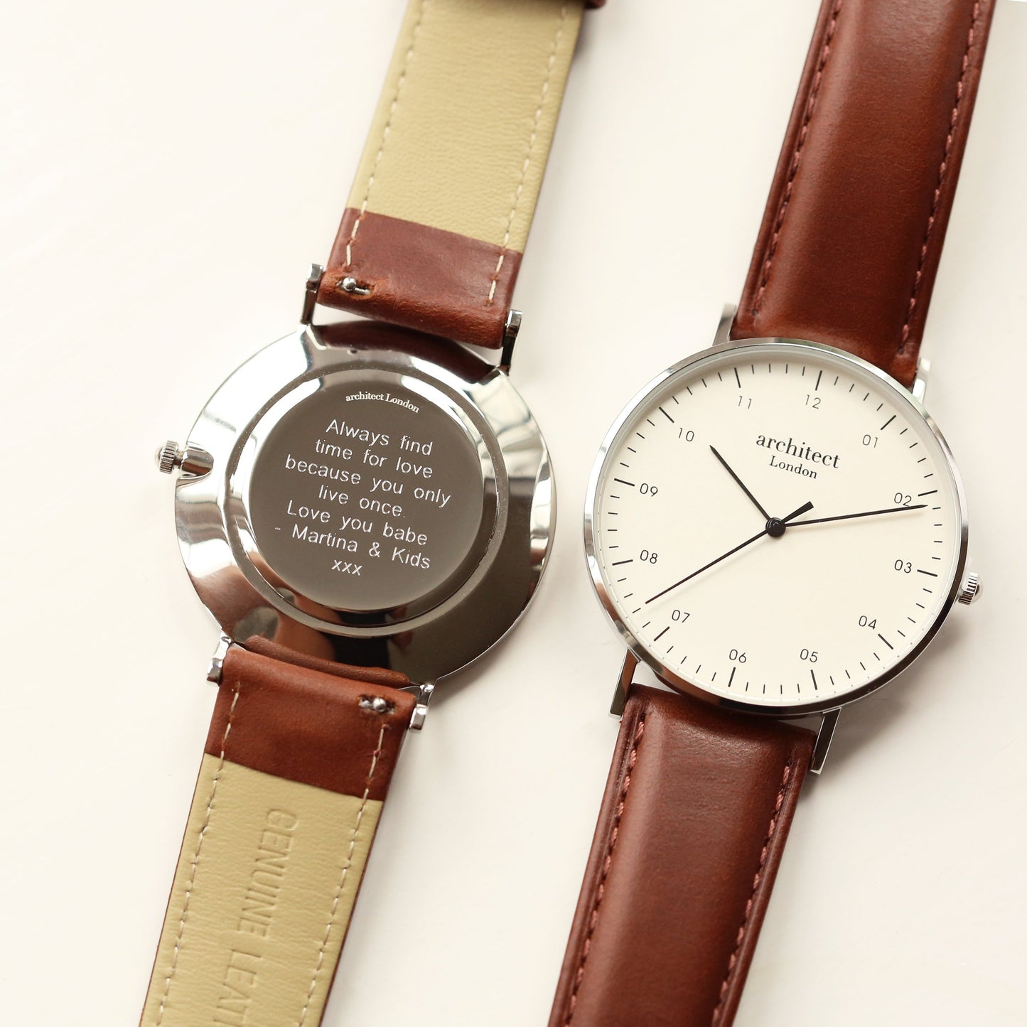 Modern Font Engraving - Men's Architect Zephyr + Walnut Strap Fuchsia Prometheus