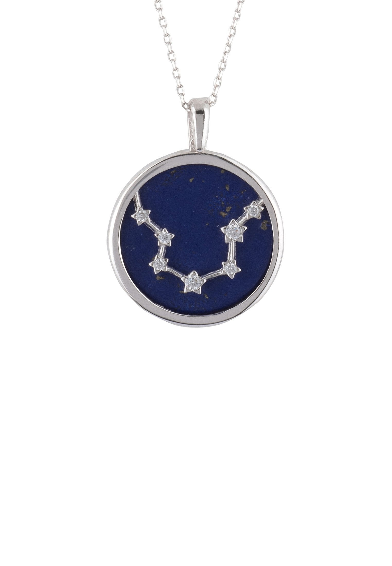 Zodiac Lapis Lazuli Gemstone Star Constellation Pendant Necklace Gold Misty