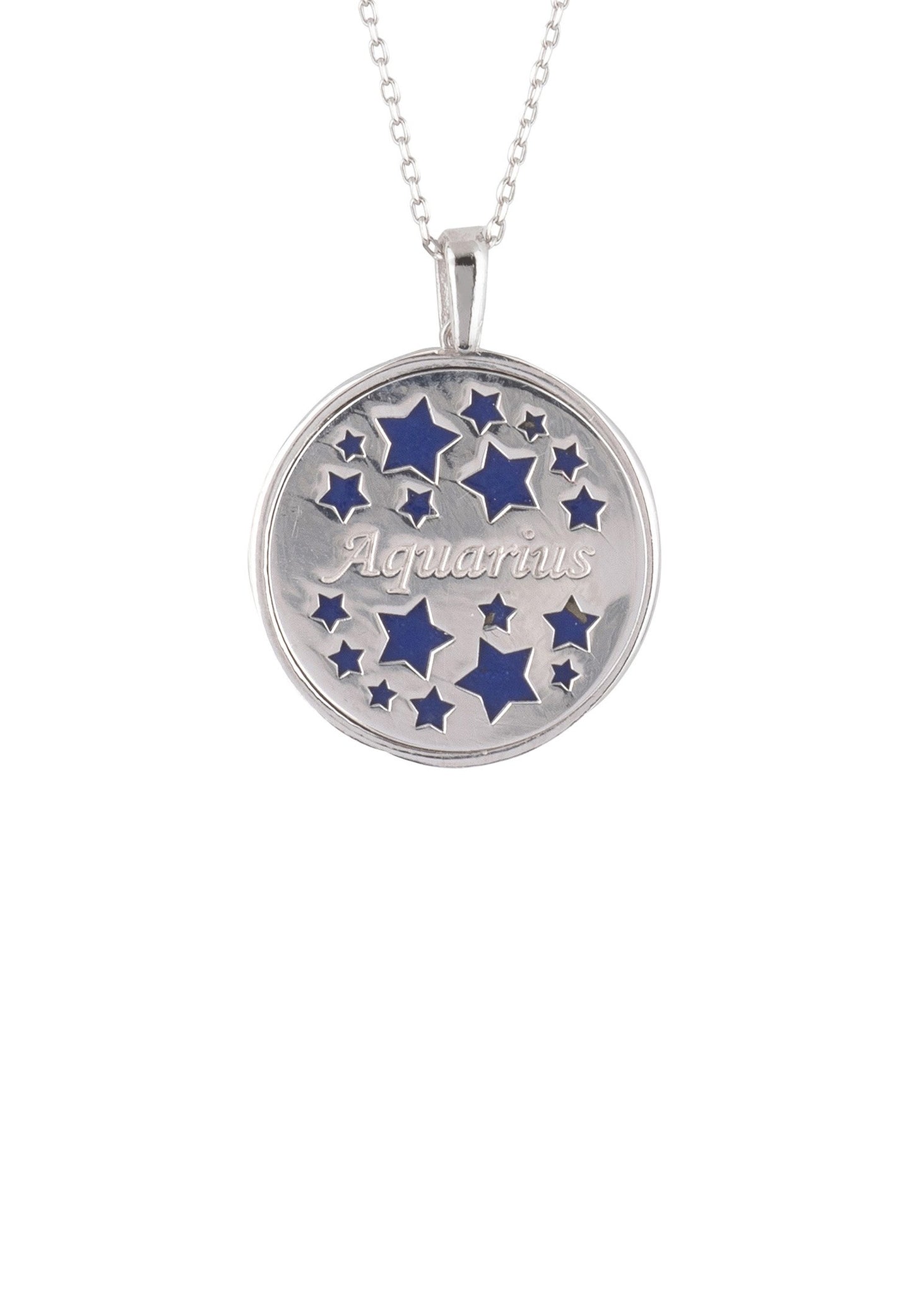 Zodiac Lapis Lazuli Gemstone Star Constellation Pendant Necklace Gold Misty