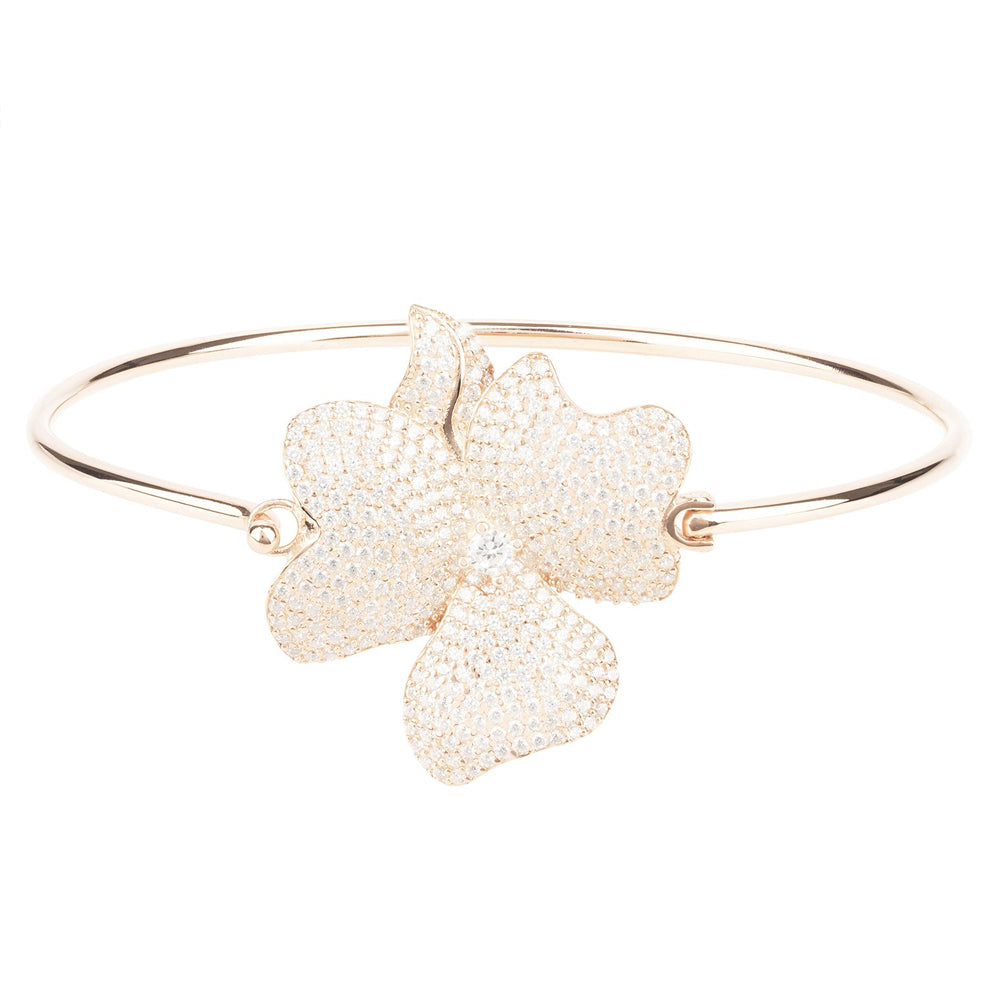 Flower Large Statement Cuff Bracelet Rosegold Gold Misty