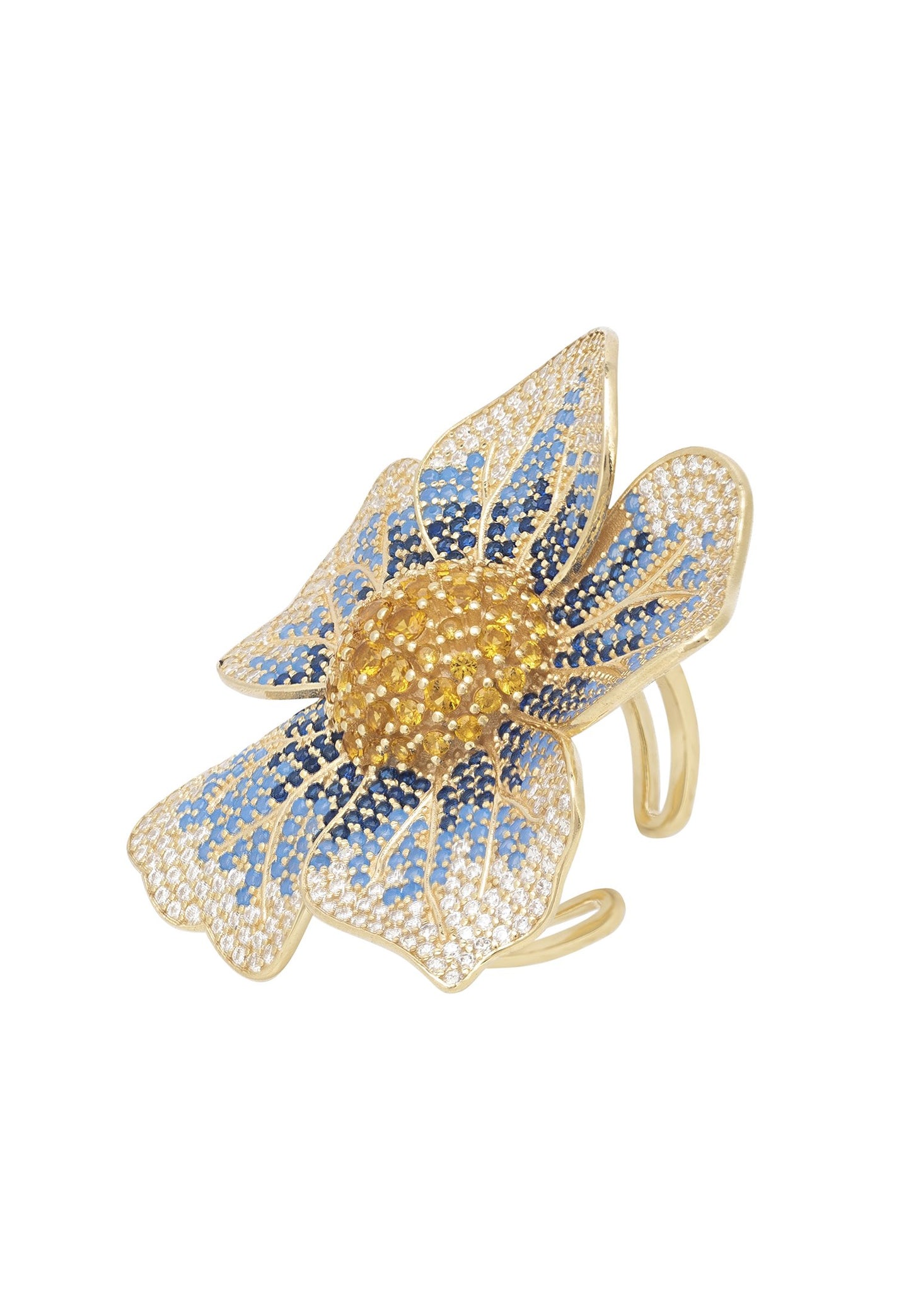 Pansy Flower Blue Ring Gold Gold Misty