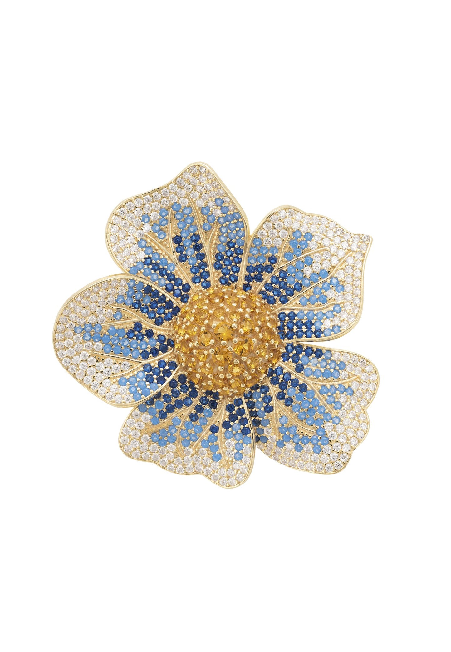 Pansy Flower Blue Ring Gold Gold Misty