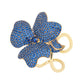 Flower Cocktail Ring Gold Sapphire Blue Gold Misty