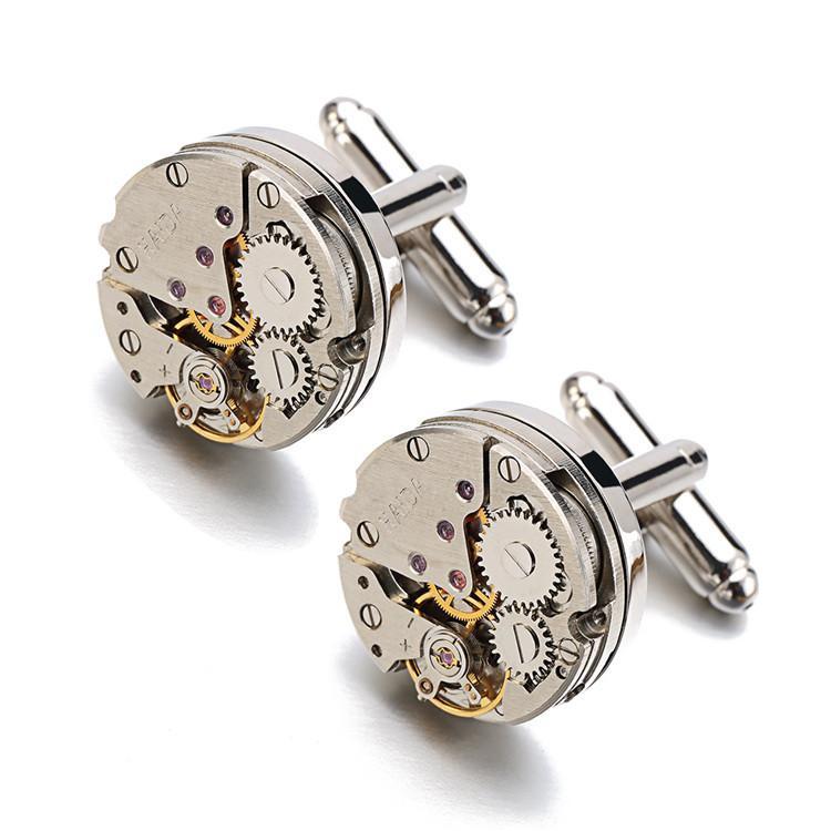 Engraved Gear Movement Cufflinks Fuchsia Prometheus