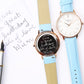 Ladies Architēct Blanc - Handwriting Engraving + Light Blue Strap Fuchsia Prometheus