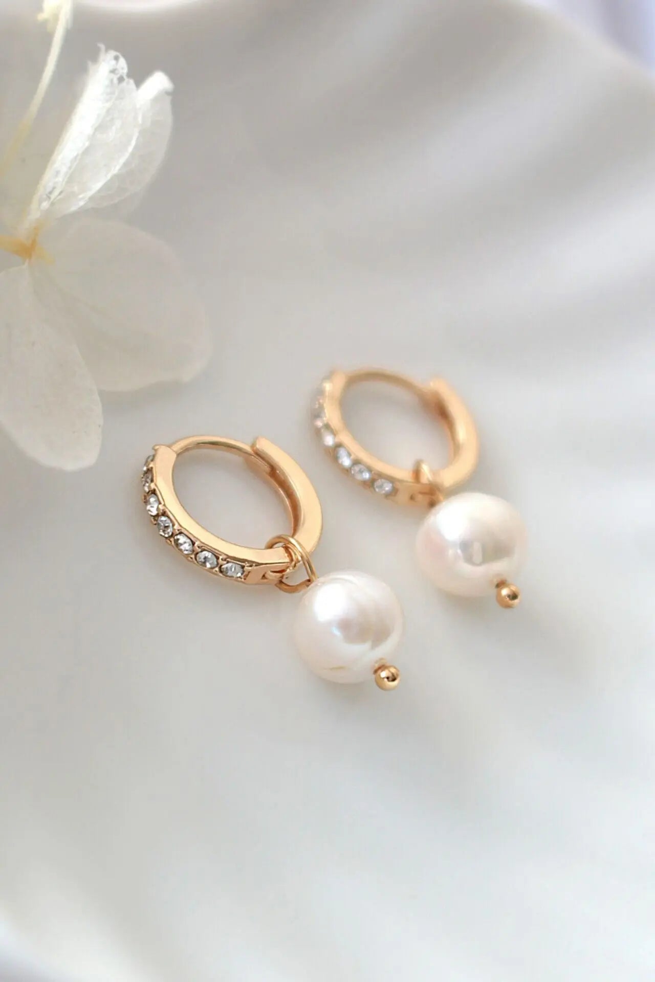 Baroque Pearl Hoops in 24K Gold Ultramarine Birch